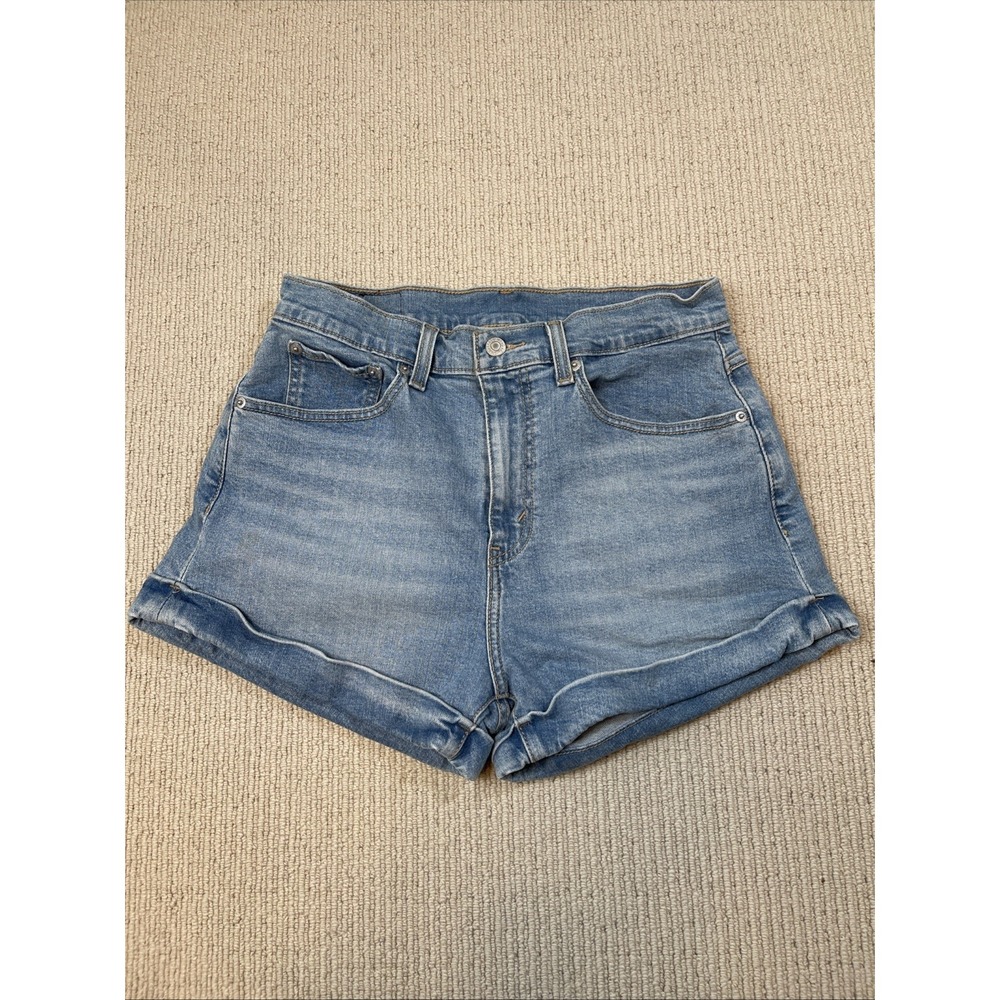 Levi's Women 30 Cuffed High Rise Zip Fly Jeans Short Medium Wash Blue
